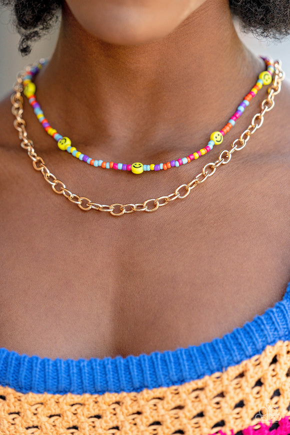 Happy Looks Good on You - Gold Multi Paparazzi Necklace