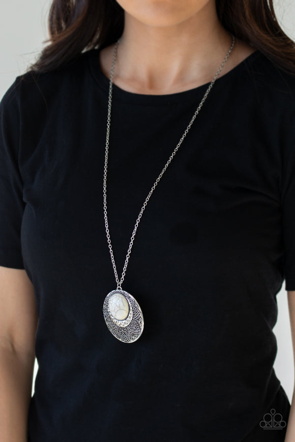 Medallion Meadow - White Paparazzi Necklace