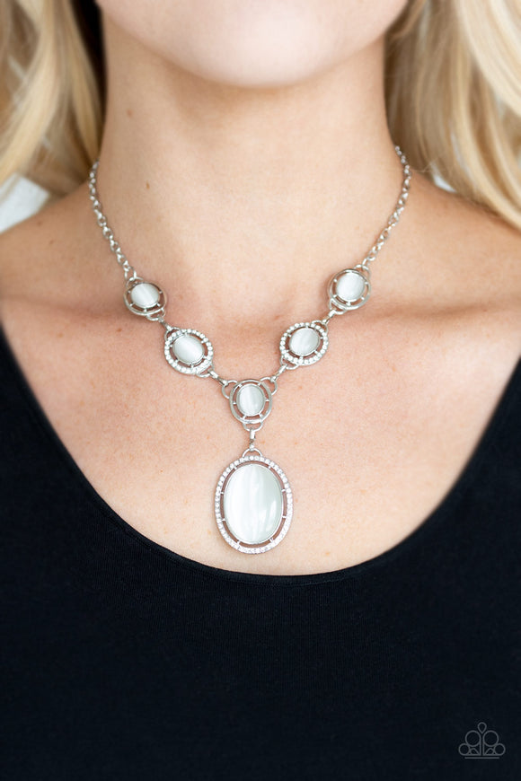 Metro Medallion - White Paparazzi Necklace