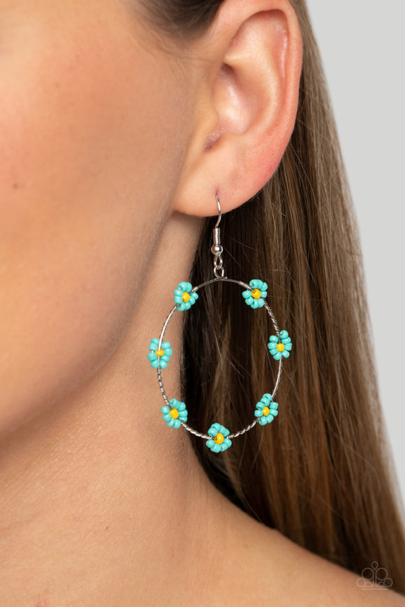 Dainty Daisies - Blue Paparazzi Earrings