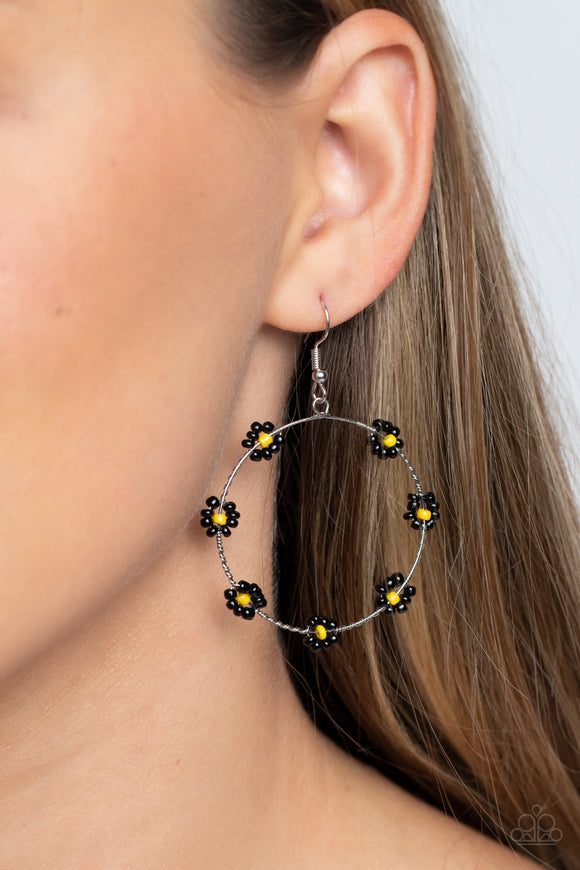 Dainty Daisies - Black Paparazzi Earrings