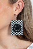 Cheeky Checkerboard - Black Paparazzi Earrings