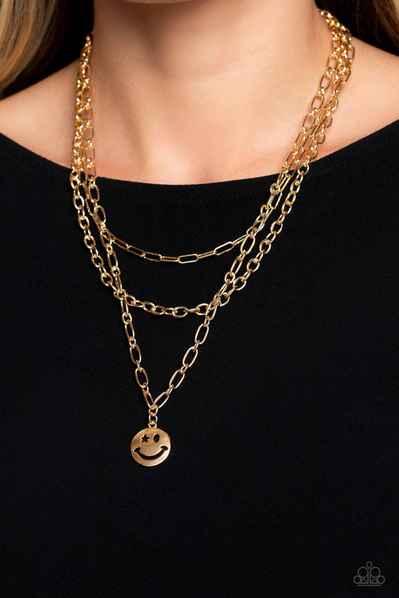 Winking Wanderer - Gold Paparazzi Necklace