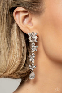 LIGHT at the Opera - White Paparazzi Earrings