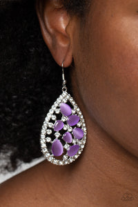 Cats Eye Class - Purple Paprazzi Earrings