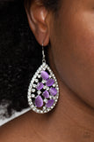 Cats Eye Class - Purple Paprazzi Earrings