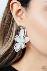 Glimmering Gardens - White Paparazzi Earrings