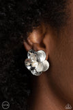 Miami Magic - White Clip-on Paparazzi Earrings