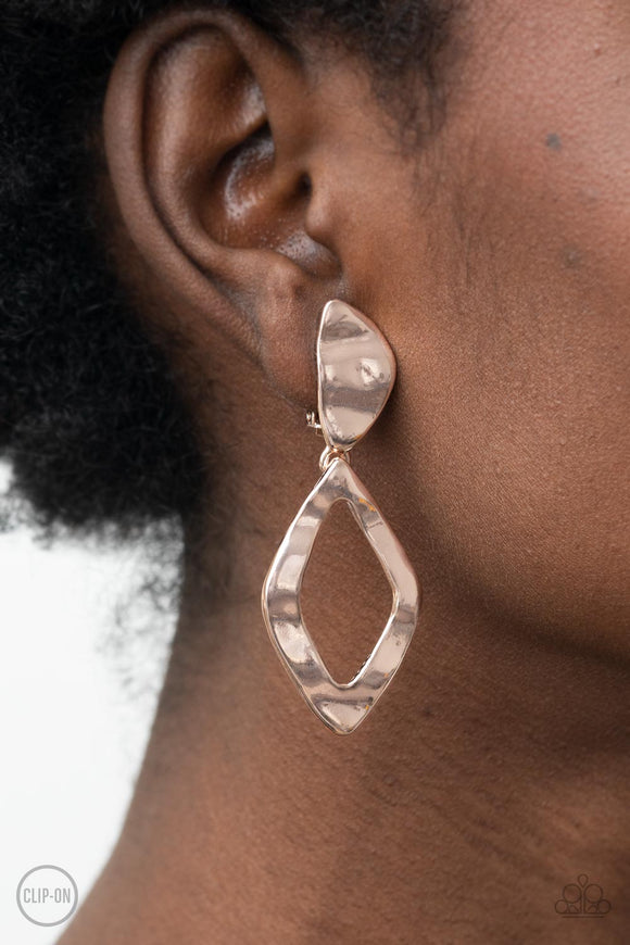 Industrial Gallery - Rose Gold Clip-on Paparazzi Earrings