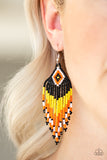 Wind Blown Wanderer - Yellow Seed Bead Paparazzi Earrings