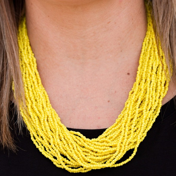 The Show Must Congo On - Yellow Seed Bead Paparazzi Necklace