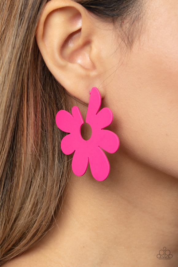 Flower Power Fantasy - Pink Paparazzi Earrings