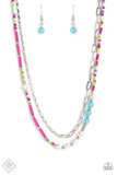 Coastal Composition - Pink Paparazzi Necklace, Earrings & Bracelet Set