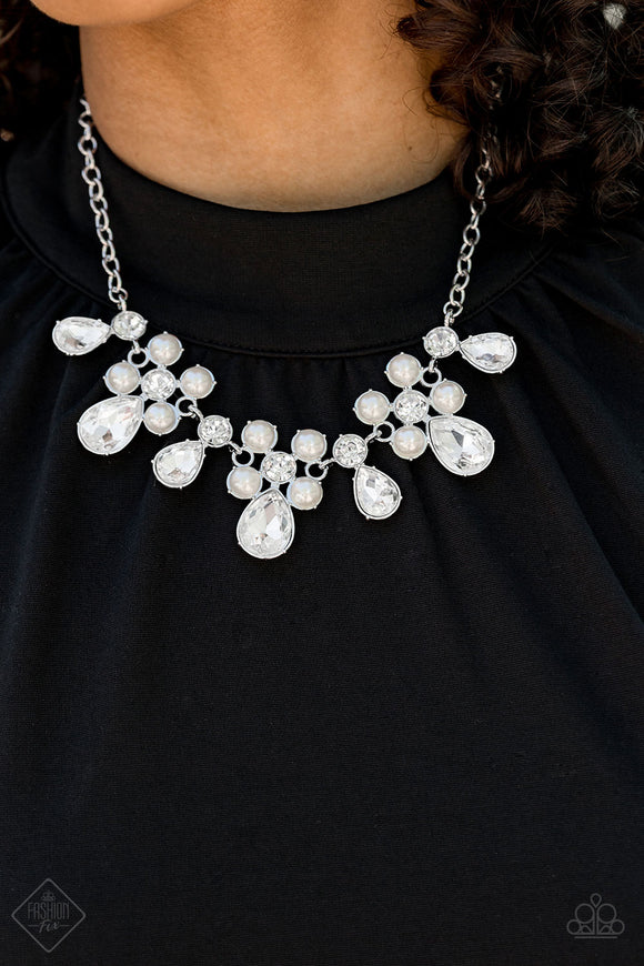 Demurely Debutante White - Silver Paparazzi Necklace Set