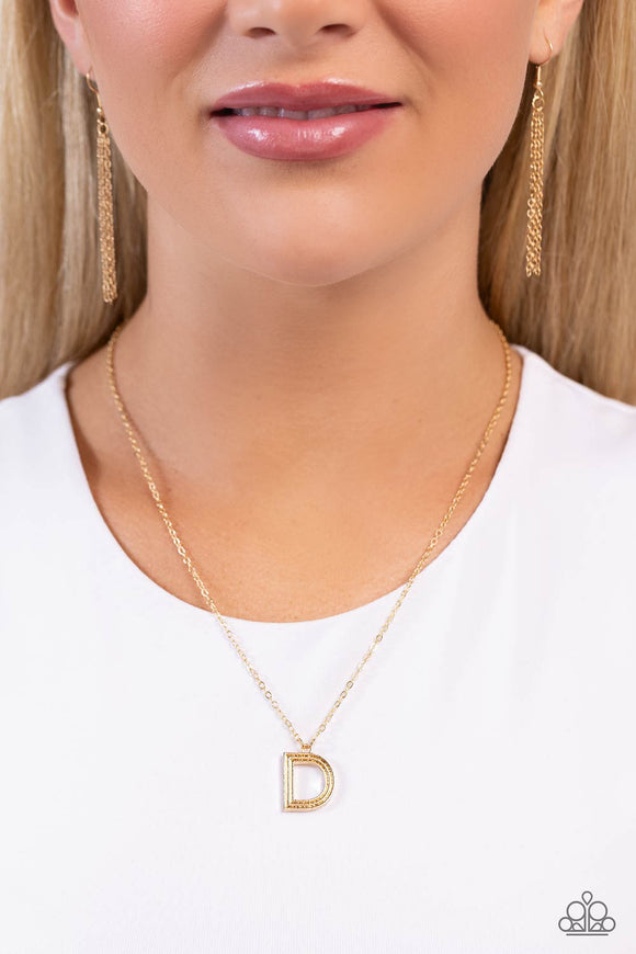 Leave Your Initials - Gold - D Paparazzi Necklace