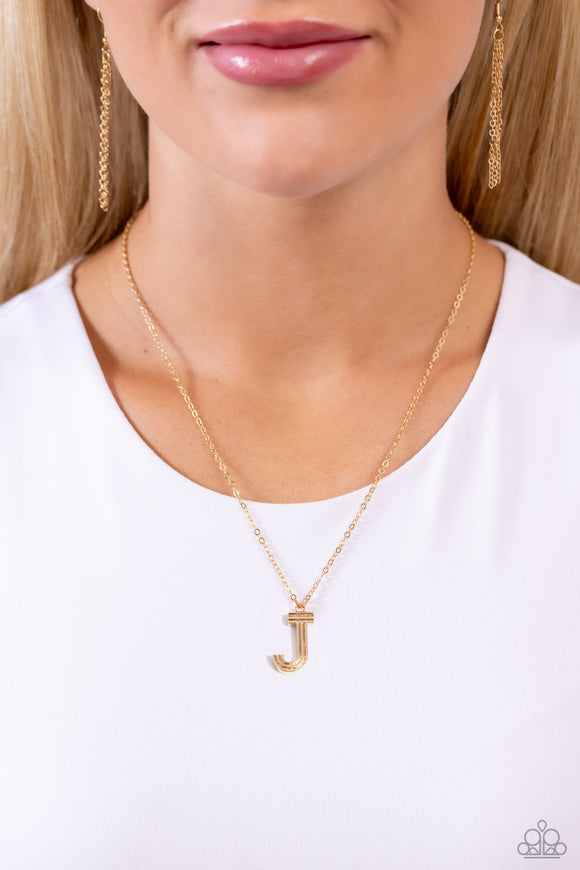 Leave Your Initials - Gold - J Paparazzi Necklace