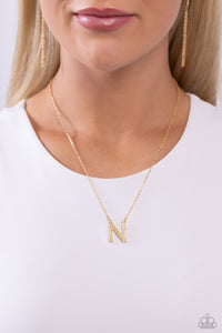 Leave Your Initials - Gold - N Paparazzi Necklace