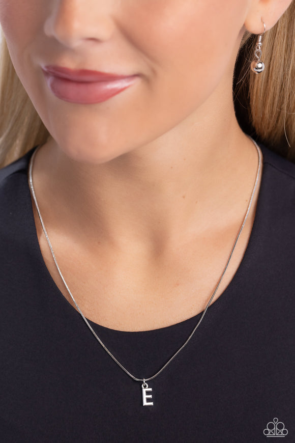 Seize the Initial - Silver - E Paparazzi Necklace