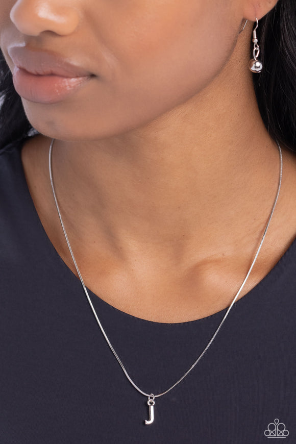 Seize the Initial - Silver - J Paparazzi Necklace