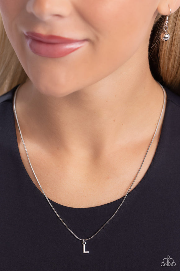 Seize the Initial - Silver - L Paparazzi Necklace