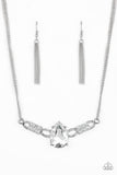 Way To Make An Entrance White - Silver Paparazzi Necklace Set