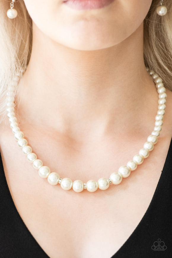 Royal Romance Pearls - White Paparazzi Necklace Set