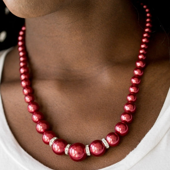 Party Pearls - Red Paparazzi Necklace Set