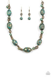 Gatherer Glamour - Brass Blue Paparazzi Necklace