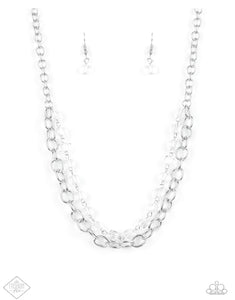 Block Party Princess White - Silver Paparazzi Necklace Set