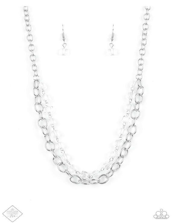 Block Party Princess White - Silver Paparazzi Necklace Set