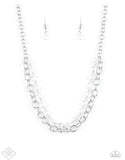 Block Party Princess White - Silver Paparazzi Necklace Set