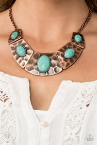 Ruler in Favor - Copper Blue Paparazzi Necklace Set