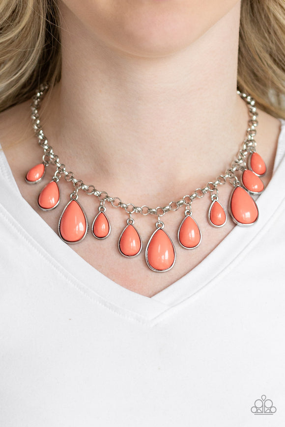 Jaw Dropping Diva - Orange Paparazzi Necklace