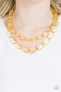 Ice Bank - Gold Paparazzi Necklace