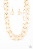 Ice Bank - Gold Paparazzi Necklace