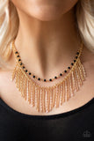 Fierce In Fringe - Gold Paparazzi Necklace