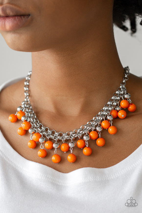 Friday Night Fringe - Orange Paparazzi Necklace