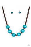 Oh My Miami - Blue Wood Paparazzi Necklace Set