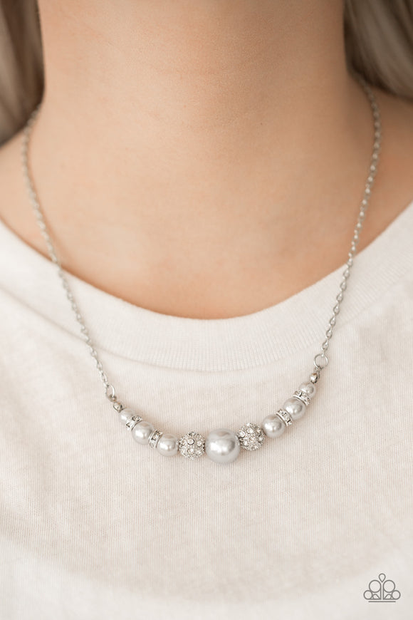 Absolutely Brilliant Pearls - Silver Paparazzi Necklace