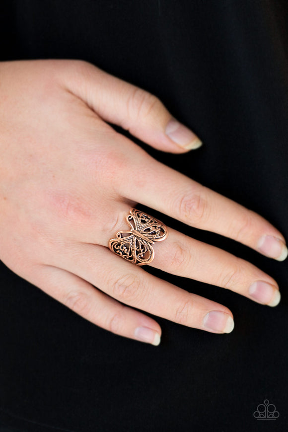 All Aflutter - Copper Paparazzi Ring