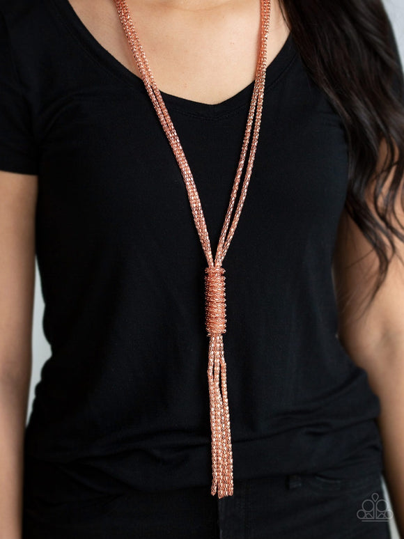 Boom Boom Knock You Out - Copper Paparazzi Necklace