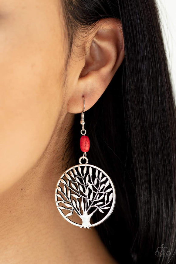 Bountiful Branches - Red Paparazzi Earrings