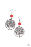 Bountiful Branches - Red Paparazzi Earrings