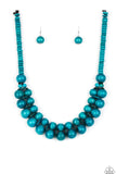 Caribbean Cover Girl - Blue Wood Paparazzi Necklace