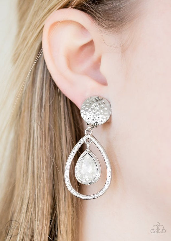 Centennial Charm - Silver Clip-on Paparazzi Earrings