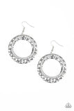 Cinematic Shimmer - White Bling Paparazzi Earrings