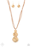 Circulating Shimmer - Gold Paparazzi Necklace - Leather