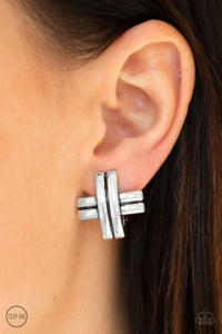 Couture Crossover - Silver Clip-on Paparazzi Earrings