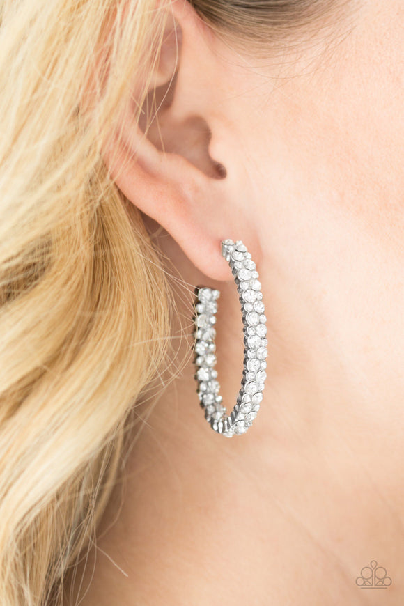 Debonair Dazzle - White Bling Paparazzi Earrings