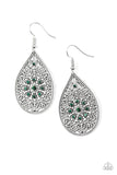 Dinner Party Posh - Green Paparazzi Earrings